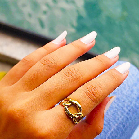 Gümüş Yüzük - Izabelle Italian Gurmet Gümüş Yüzük- Zincir Taşsız Tasarım Günlük 925 Ayar Gümüş Yüzük