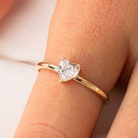 0,60 CT Pırlanta(Signty)Kalp Tektaş Evlilik Teklifi Gümüş Yüzük-Pırlanta Kalp Tektaş Gümüş Yüzük