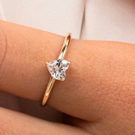 0,60 CT Pırlanta(Signty)Kalp Tektaş Evlilik Teklifi Gümüş Yüzük-Pırlanta Kalp Tektaş Gümüş Yüzük