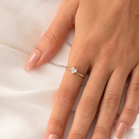 0,60 CT Pırlanta(Signty)Kalp Tektaş Evlilik Teklifi Gümüş Yüzük-Pırlanta Kalp Tektaş Gümüş Yüzük