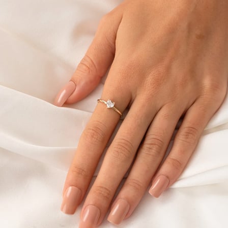 0,60 CT Pırlanta(Signty)Kalp Tektaş Evlilik Teklifi Gümüş Yüzük-Pırlanta Kalp Tektaş Gümüş Yüzük