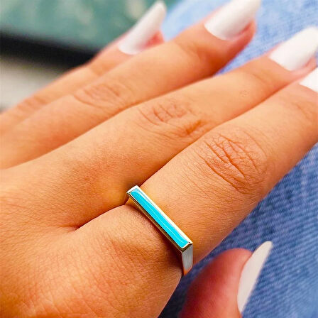 Gümüş Yüzük - Kalın Çizgi Kişiselleştirilebilir İsim Harf Yazılabilir Gündelik 925 Ayar Gümüş Yüzük