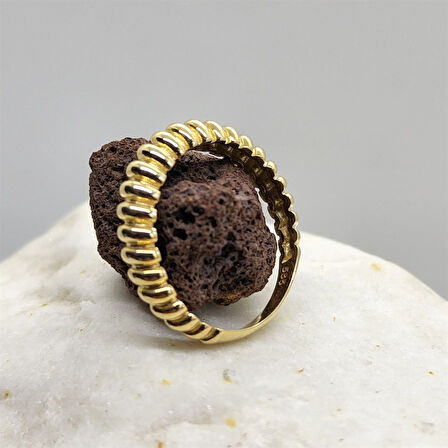 Gümüş Yüzük - Kruvasan Taşsız Gümüş Alyans - Taşsız Tasarım Modern 925 Ayar Gümüş Evlilik Alyansı