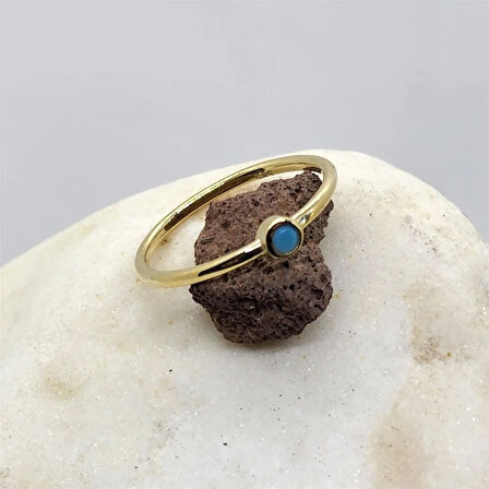 Gümüş Yüzük - Lal Sade 0.20CT Firuze Tektaş Yüzük-Tasarım Minimal Parlak Gündelik Gümüş Tektaş Yüzük