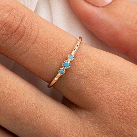 Tria Firuze Evlilik Teklifi Modern-Minimal Tarz Tasarım Hediye-925 Ayar Gündelik Estetik Gümüş Yüzük