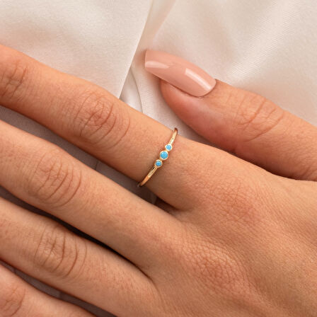 Tria Firuze Evlilik Teklifi Modern-Minimal Tarz Tasarım Hediye-925 Ayar Gündelik Estetik Gümüş Yüzük