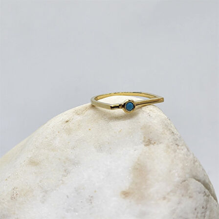 Gümüş Yüzük - 0.25 CT Pırlanta Montörü (Firuze) Taşlı Kare Kol Tasarım 925 Ayar Gümüş Tektaş Yüzük