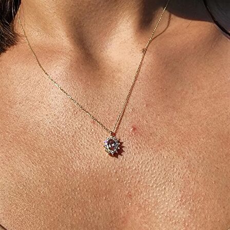 0,95 CT Sultanayt 0,25 CT Pırlanta (Signity) Taşlı Anturajlı Vintage 925 Ayar Gümüş Tasarım Kolye