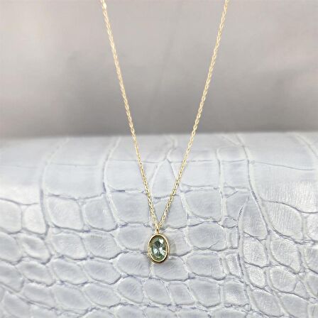 1.05 CT Green Topaz Sade 925 Ayar Gümüş Tasarım Modern Kolye-Green Topaz Kolye Tasarım Hediye Kolye