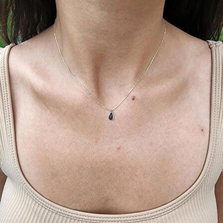 Su Damlası Sade Taşsız Tasarım Modern Tarz 925 Ayar Gümüş Kolye-Gündelik Spor Tarz Gümüş Kolye
