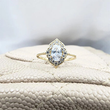 Gümüş Yüzük - 0.80 Karat Pırlanta Monturü Zirkon Taşlı Tasarım Evlilik Teklifi 925 Ayar Gümüş Yüzük