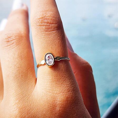 Signity Swarovski Taşlı Tek Taş Evlilik Teklifi Yüzüğü-0.90 Karat Kristal Opal 14 Ayar Altın Tek Taş Yüzük