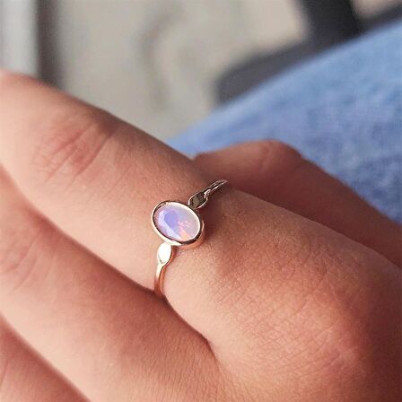 Pembe Quarts Taşlı Tek Taş Evlilik Teklifi Yüzüğü-0.90 Karat Kristal Opal 14 Ayar Altın Yüzük