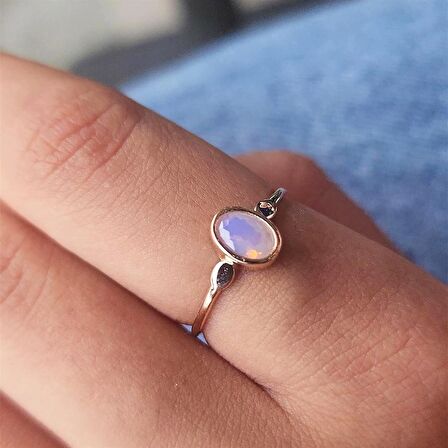 Pembe Quarts Taşlı Tek Taş Evlilik Teklifi Yüzüğü-0.90 Karat Kristal Opal 14 Ayar Altın Yüzük