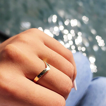 Altın Yüzük - 14 Ayar Altın Çavuş Taşsız Kadın Yüzük - Eşe, Sevgiliye, Anneler Gününe Altın Yüzük