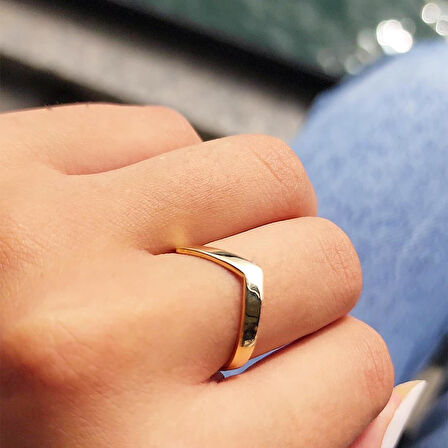 Altın Yüzük - 14 Ayar Altın Çavuş Taşsız Kadın Yüzük - Eşe, Sevgiliye, Anneler Gününe Altın Yüzük