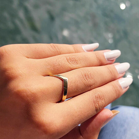 Altın Yüzük - 14 Ayar Altın Çavuş Taşsız Kadın Yüzük - Eşe, Sevgiliye, Anneler Gününe Altın Yüzük