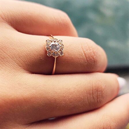 Vintage Tasarım Altın Yüzük-Çiçek Desenli 14 Ayar Altın Yüzük