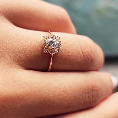 Vintage Tasarım Altın Yüzük-Çiçek Desenli 14 Ayar Altın Yüzük