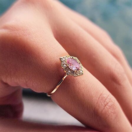 Vintage Sultanayt Taşlı Altın Evlilik Teklifi Hediye 14 Ayar Altın Yüzük 