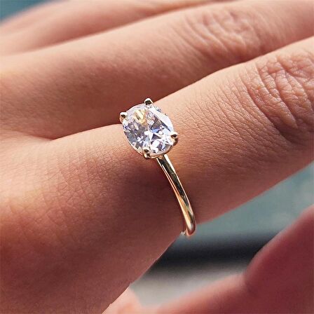 1.10 Karat Yan Signty Swaroski Taşlı Octagon Pırlanta Montörü 14 Ayar Altın Evlilik Teklifi Yüzüğü