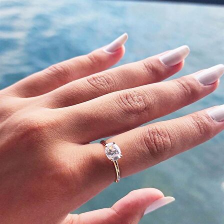 1.10 Karat Yan Signty Swaroski Taşlı Octagon Pırlanta Montörü 14 Ayar Altın Evlilik Teklifi Yüzüğü