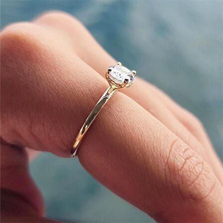 1.10 Karat Yan Signty Swaroski Taşlı Octagon Pırlanta Montörü 14 Ayar Altın Evlilik Teklifi Yüzüğü