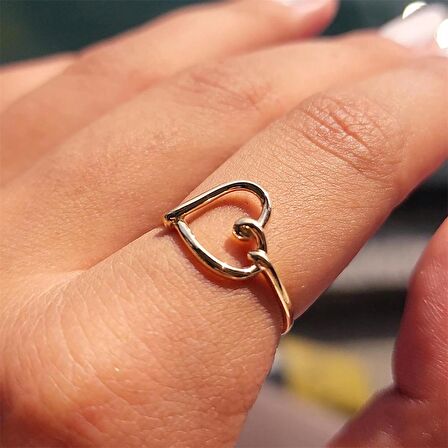 Helezon Kalp Tasarım Modern Tasarım Taşsız 14 Ayar Altın Yüzük