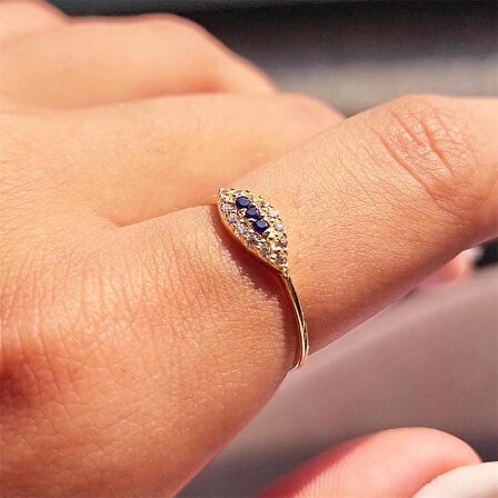 Minimal Mekik Signity Swaroski Black Taşlı Fantezi Şans 14 Ayar Altın Tasarım Yüzük