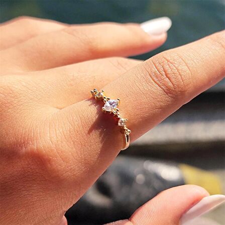 Mekik Taşlı Signity Swaroski Angola Fantezi 14 Ayar Altın Yüzük