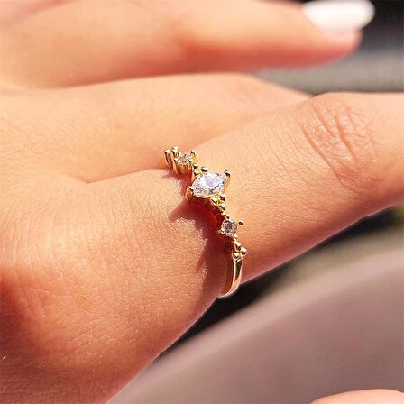 Mekik Taşlı Signity Swaroski Angola Fantezi 14 Ayar Altın Yüzük