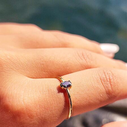 İtalyan Kol 0.30 Karat Mistik Topaz Taşlı Tek Taş Yüzük-Mistik Topaz 14 Ayar Altın Yüzük