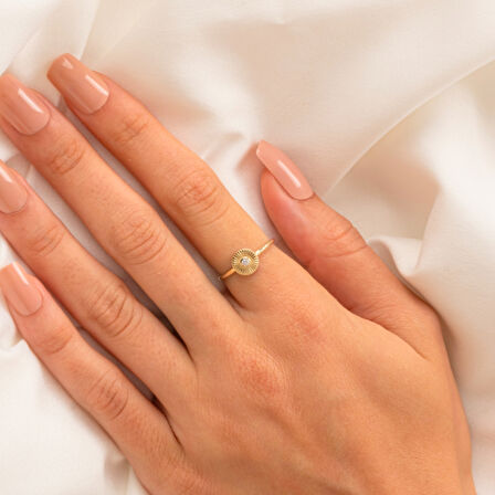 Gümüş Yüzük - 0.10 Karat Signity Swarovski Taşlı Pırlanta Montörü 925 Ayar Gümüş Yüzük-Güneş Yüzük 