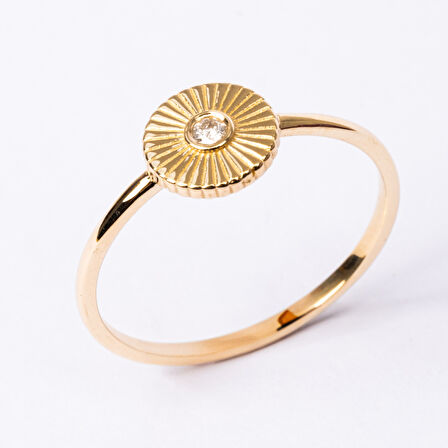 Gümüş Yüzük - 0.10 Karat Signity Swarovski Taşlı Pırlanta Montörü 925 Ayar Gümüş Yüzük-Güneş Yüzük 