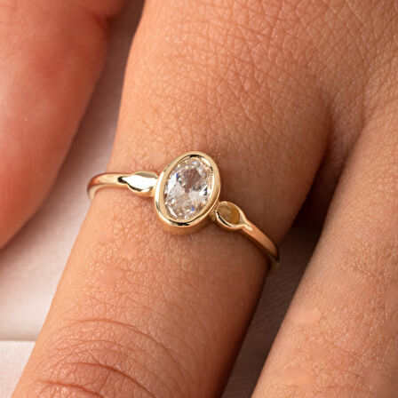 Signity Swarovski Taşlı Tek Taş Evlilik Teklifi Yüzüğü-0.90 Karat Kristal Opal 925 Ayar Gümüş Yüzük