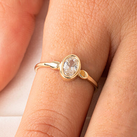 Signity Swarovski Taşlı Tek Taş Evlilik Teklifi Yüzüğü-0.90 Karat Kristal Opal 925 Ayar Gümüş Yüzük