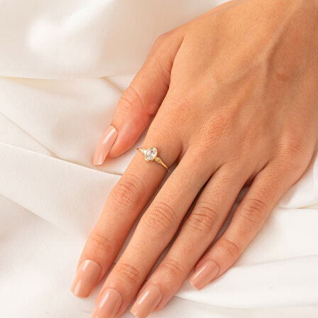 Signity Swarovski Taşlı Tek Taş Evlilik Teklifi Yüzüğü-0.90 Karat Kristal Opal 925 Ayar Gümüş Yüzük