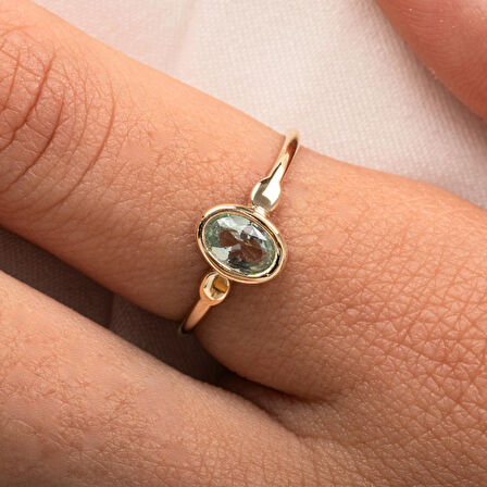 Green Taşlı Tek Taş Evlilik Teklifi Yüzüğü-0.90 Karat Kristal Opal 925 Ayar Gümüş Yüzük