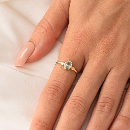 Green Taşlı Tek Taş Evlilik Teklifi Yüzüğü-0.90 Karat Kristal Opal 925 Ayar Gümüş Yüzük