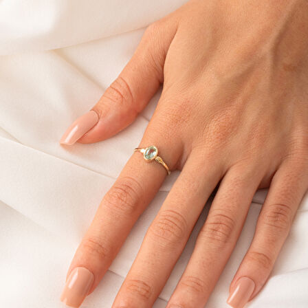 Green Taşlı Tek Taş Evlilik Teklifi Yüzüğü-0.90 Karat Kristal Opal 925 Ayar Gümüş Yüzük