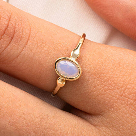 Gümüş Yüzük - Pembe Quarts Taşlı Tektaş Evlilik Teklifi Yüzüğü-0.90 Karat Opal 925 Ayar Gümüş Yüzük