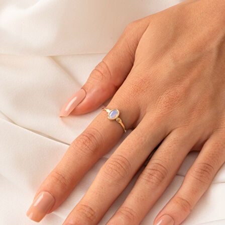 Gümüş Yüzük - Pembe Quarts Taşlı Tektaş Evlilik Teklifi Yüzüğü-0.90 Karat Opal 925 Ayar Gümüş Yüzük