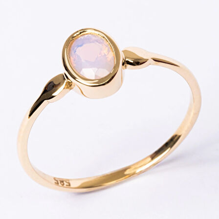 Gümüş Yüzük - Pembe Quarts Taşlı Tektaş Evlilik Teklifi Yüzüğü-0.90 Karat Opal 925 Ayar Gümüş Yüzük