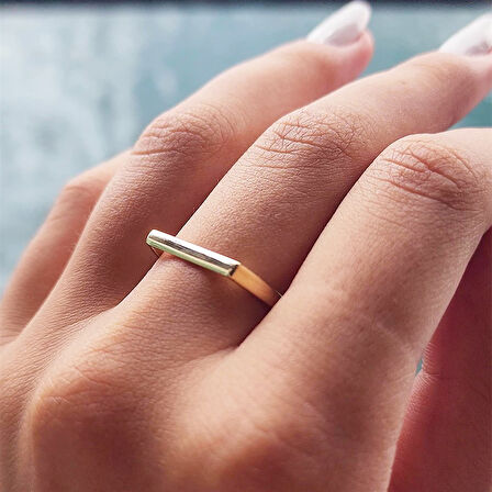 Gümüş Yüzük - Love Kalın Çizgi Taşsız Modern Tasarım 925 Ayar Gümüş Eklem Yüzük