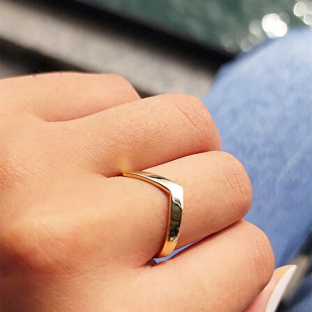 Gümüş Yüzük - Çavuş Modern Tasarım Taşsız 925 Ayar Gümüş Yüzük 