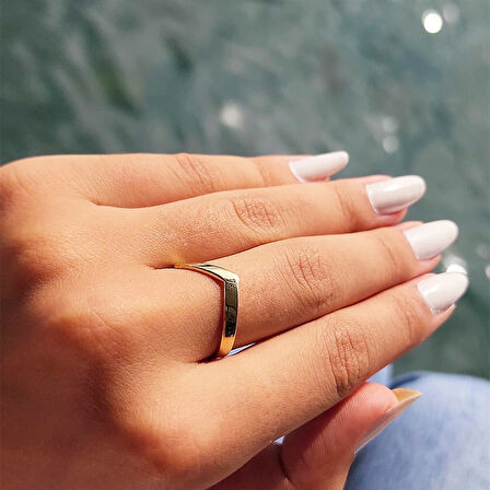 Gümüş Yüzük - Çavuş Modern Tasarım Taşsız 925 Ayar Gümüş Yüzük 