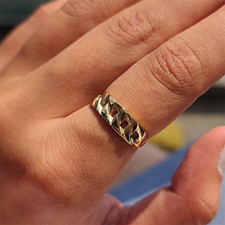 Gümüş Yüzük - Gurbet Zincir Tasarım Gümüş Yüzük-Gurbet Taşsız 925 Ayar Gümüş Yüzük