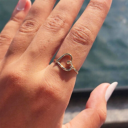 Gümüş Yüzük - Helezon Kalp Tasarım Modern Tasarım Taşsız 925 Ayar Gümüş Yüzük