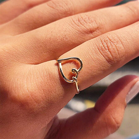 Gümüş Yüzük - Helezon Kalp Tasarım Modern Tasarım Taşsız 925 Ayar Gümüş Yüzük