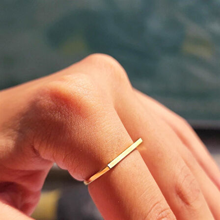 Gümüş Yüzük - Çizgi Modern Tasarım Minimal 925 Ayar Gümüş Yüzük